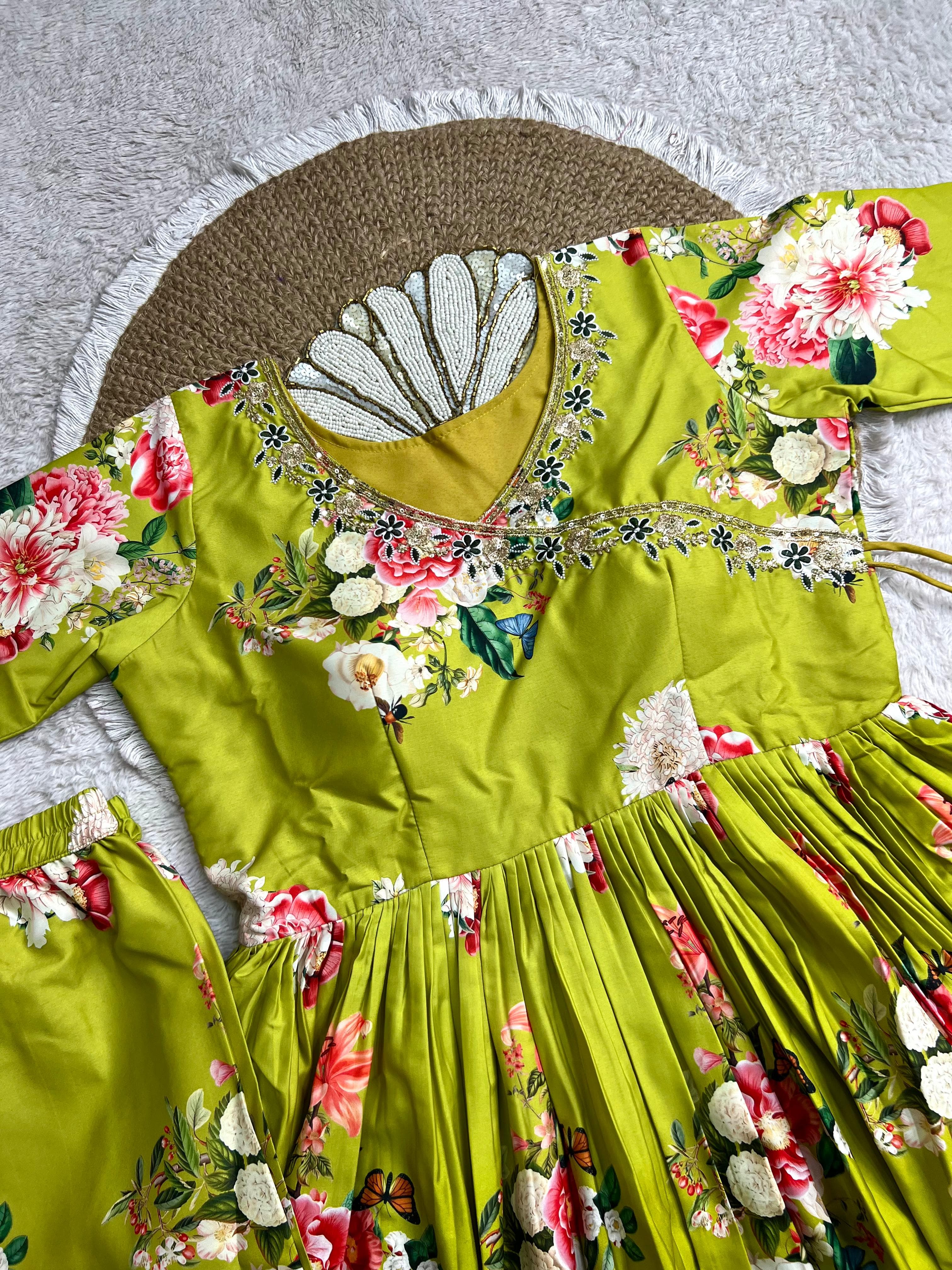 Aditi Rao Celebrity Inspired Floral Kurta Palazzo Set