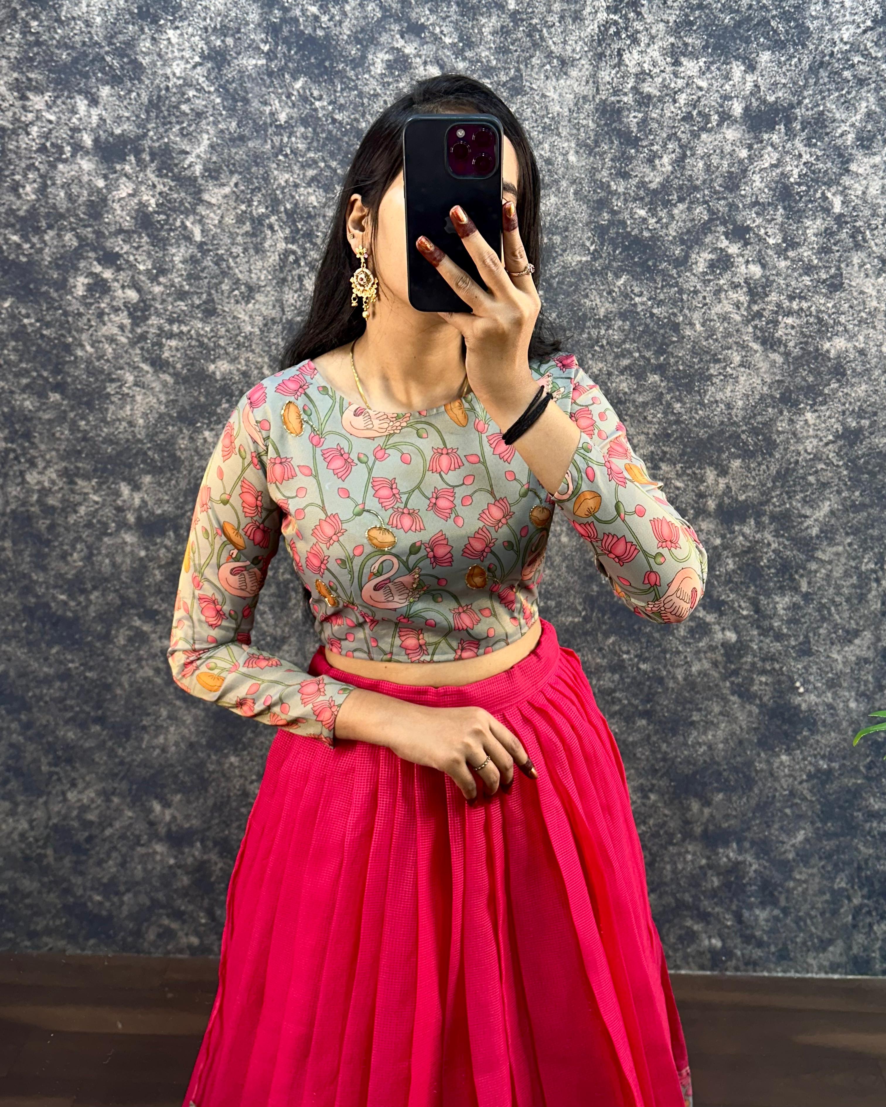 kota Doria crop top lehenga