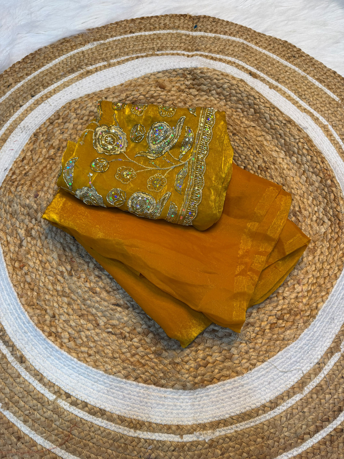 Space silk plain saree with embroidery blouse