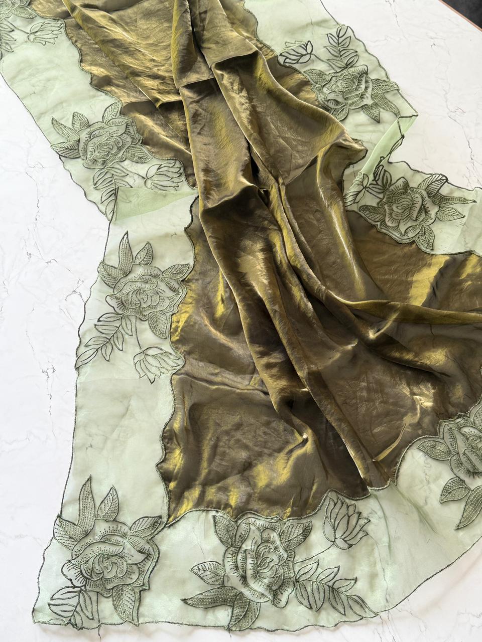 Applique work space silk saree